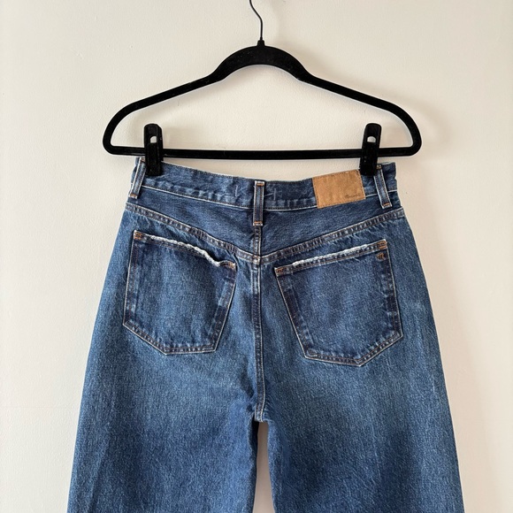 Madewell Low-Slung Baggy Jeans Moffat Wash Cotton Denim Wide Leg Dark Wash - Picture 6 of 7